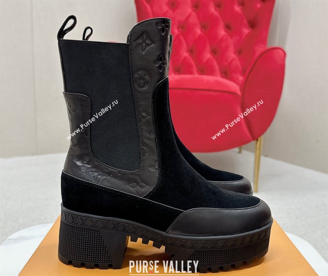 Louis Vuitton Laureate Platform Chelsea Boots 1AC7W0 Suede calf leather Black 2024 (SS-23121480)