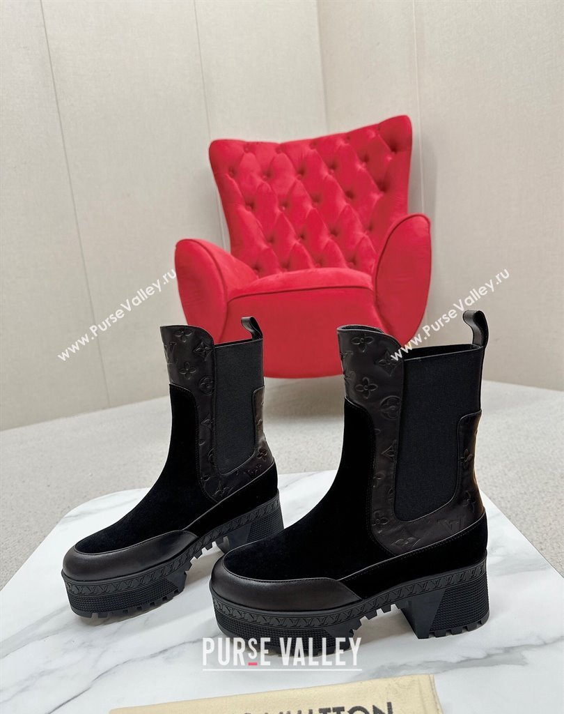 Louis Vuitton Laureate Platform Chelsea Boots 1AC7W0 Suede calf leather Black 2024 (SS-23121480)