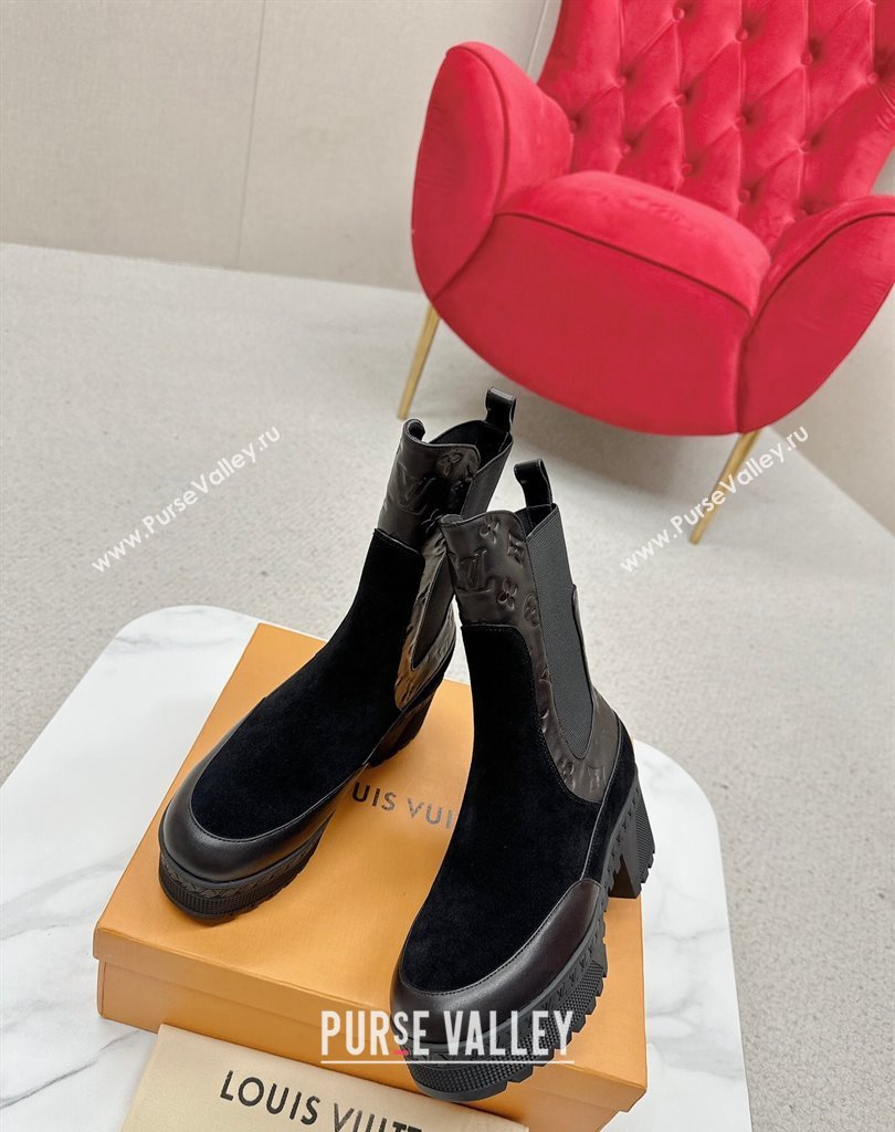 Louis Vuitton Laureate Platform Chelsea Boots 1AC7W0 Suede calf leather Black 2024 (SS-23121480)