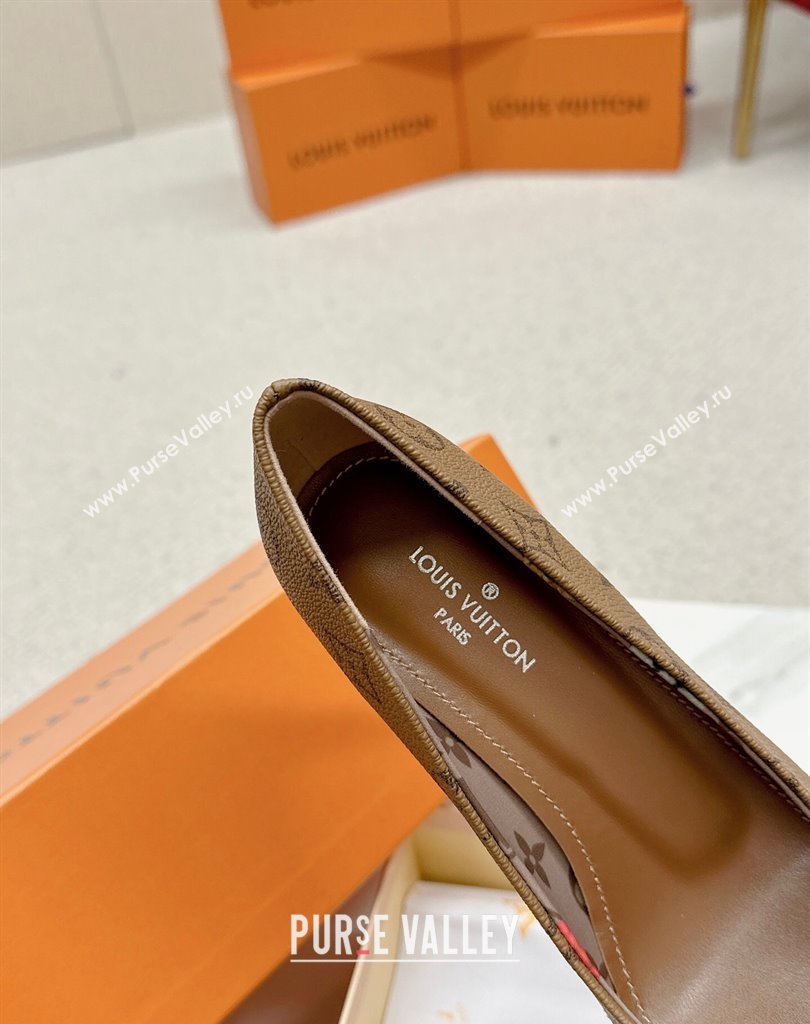Louis Vuitton Stiletto Heel Pumps in Monogram Canvas Brown with Bow Knot (SS-23121415)