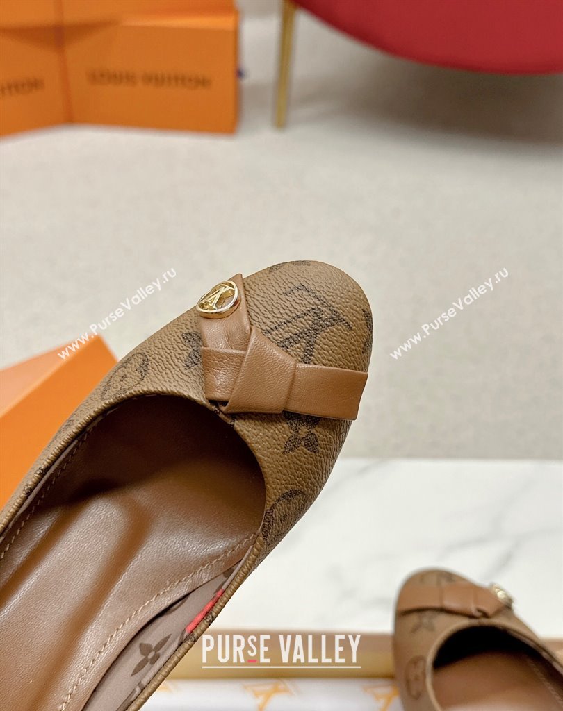 Louis Vuitton Stiletto Heel Pumps in Monogram Canvas Brown with Bow Knot (SS-23121415)