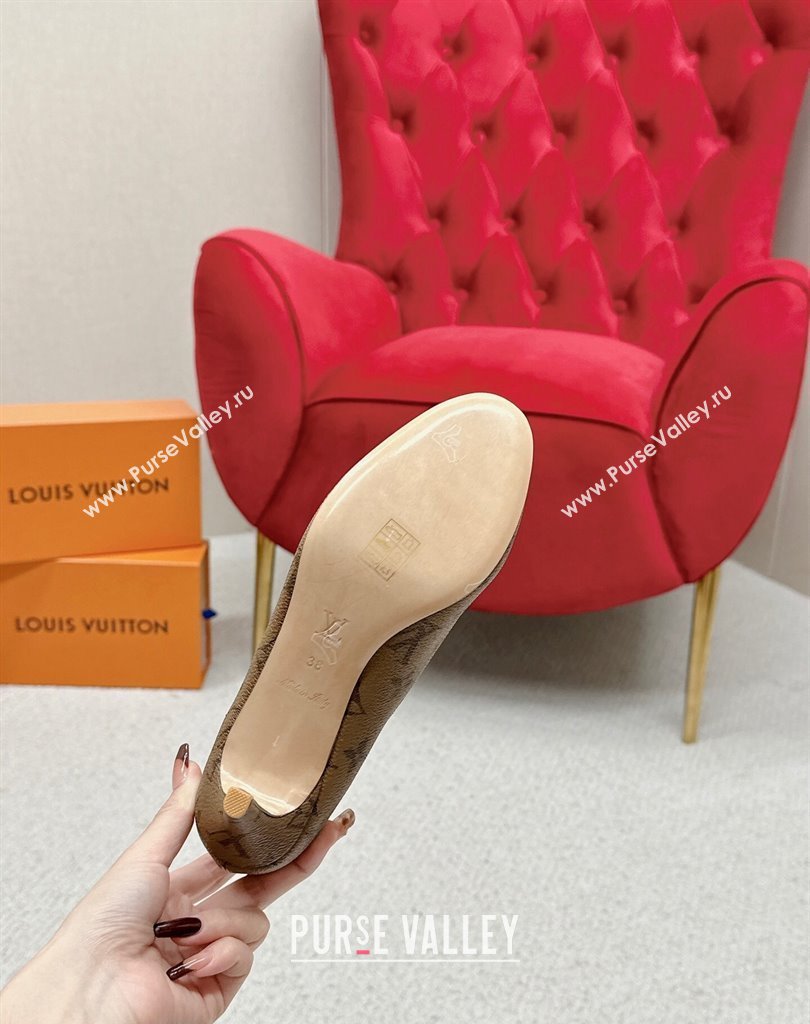 Louis Vuitton Stiletto Heel Pumps in Monogram Canvas Brown with Bow Knot (SS-23121415)