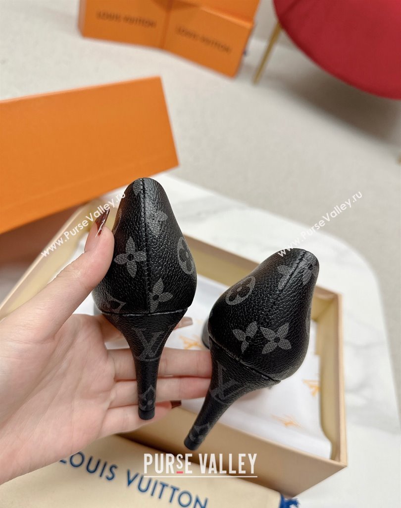 Louis Vuitton Stiletto Heel Pumps in Monogram Canvas Black with Bow Knot (SS-23121412)