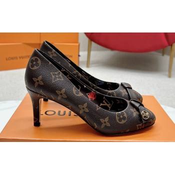 Louis Vuitton Stiletto Heel Pumps in Monogram Canvas Coffee with Bow Knot (SS-23121414)