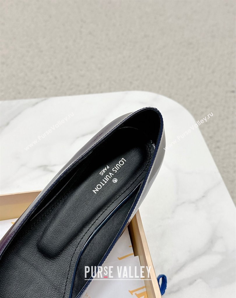 Louis Vuitton Patent Leather Madeleine Flat Ballerinas Blue with Crystal LV Circle (SS-23121470)