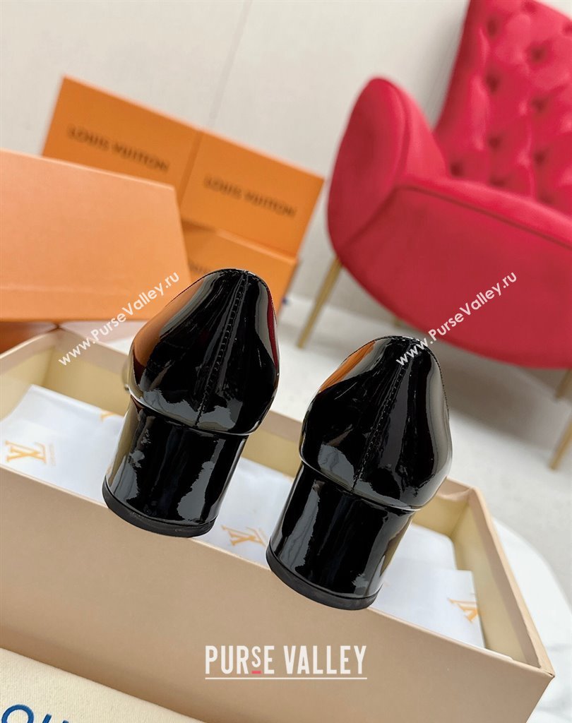 Louis Vuitton Patent Leather Madeleine Pumps Black with Crystal LV Circle (SS-23121463)