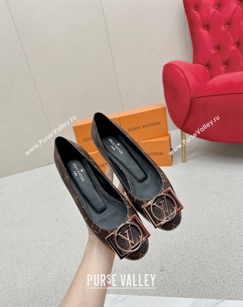 Louis Vuitton Monogram Canvas Madeleine Flat Ballerinas Coffee with Dauphine LV Initials (SS-23121455)