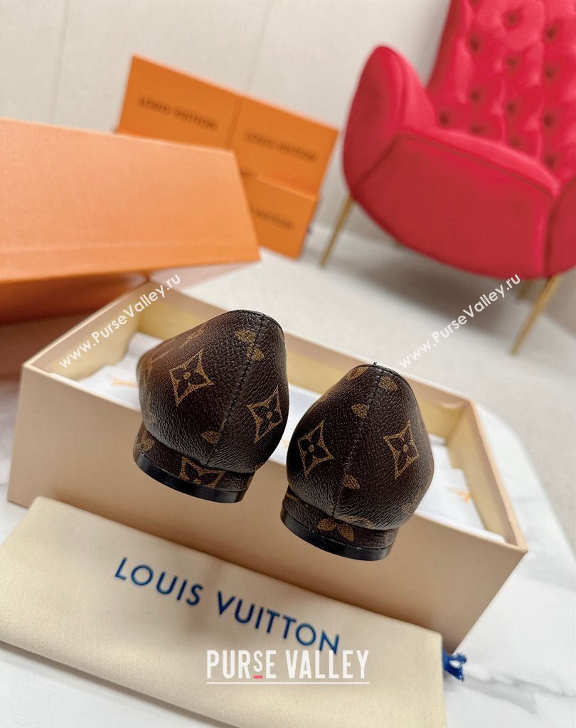 Louis Vuitton Monogram Canvas Madeleine Flat Ballerinas Coffee with Dauphine LV Initials (SS-23121455)