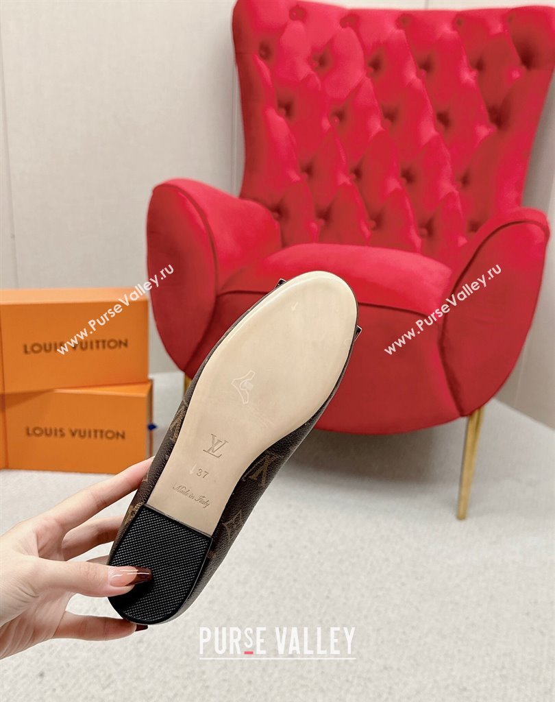 Louis Vuitton Monogram Canvas Madeleine Flat Ballerinas Coffee with Dauphine LV Initials (SS-23121455)