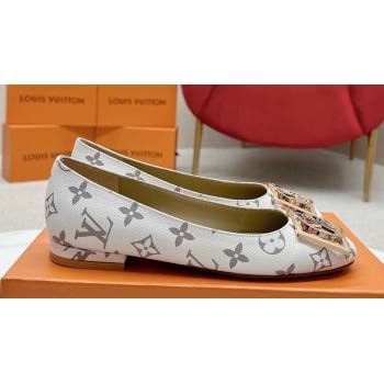 Louis Vuitton Monogram Canvas Madeleine Flat Ballerinas White with Dauphine LV Initials (SS-23121454)