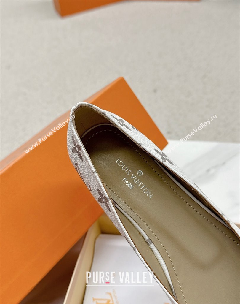 Louis Vuitton Monogram Canvas Madeleine Flat Ballerinas White with Dauphine LV Initials (SS-23121454)