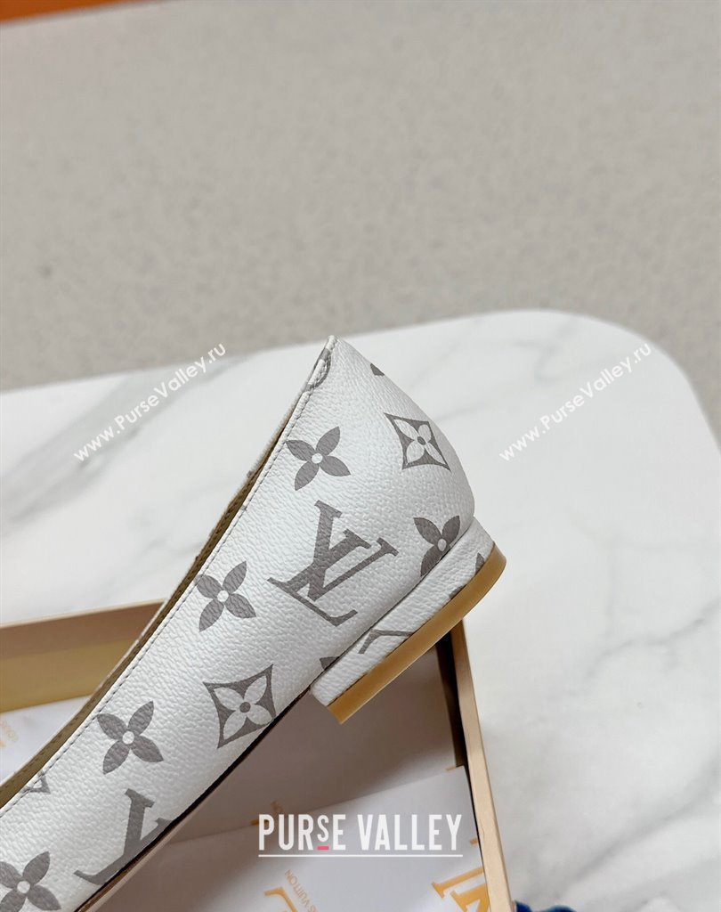 Louis Vuitton Monogram Canvas Madeleine Flat Ballerinas White with Dauphine LV Initials (SS-23121454)