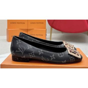 Louis Vuitton Monogram Canvas Madeleine Flat Ballerinas Black with Dauphine LV Initials (SS-23121453)