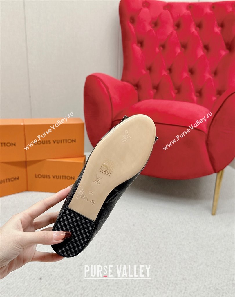 Louis Vuitton Monogram Canvas Madeleine Flat Ballerinas Black with Dauphine LV Initials (SS-23121453)