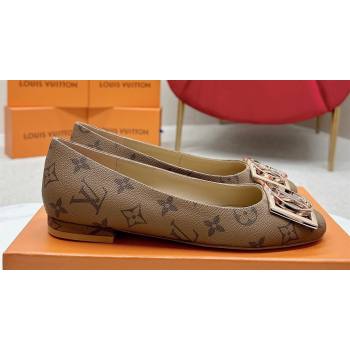Louis Vuitton Monogram Canvas Madeleine Flat Ballerinas Brown with Dauphine LV Initials (SS-23121456)