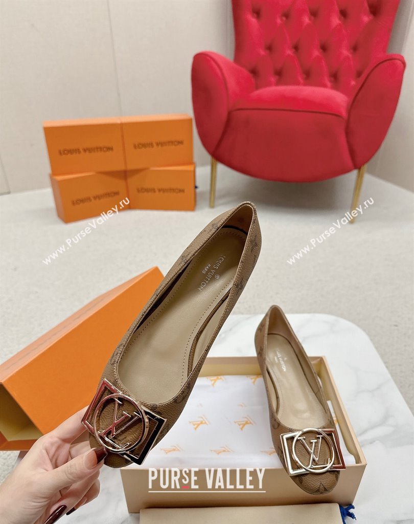 Louis Vuitton Monogram Canvas Madeleine Flat Ballerinas Brown with Dauphine LV Initials (SS-23121456)
