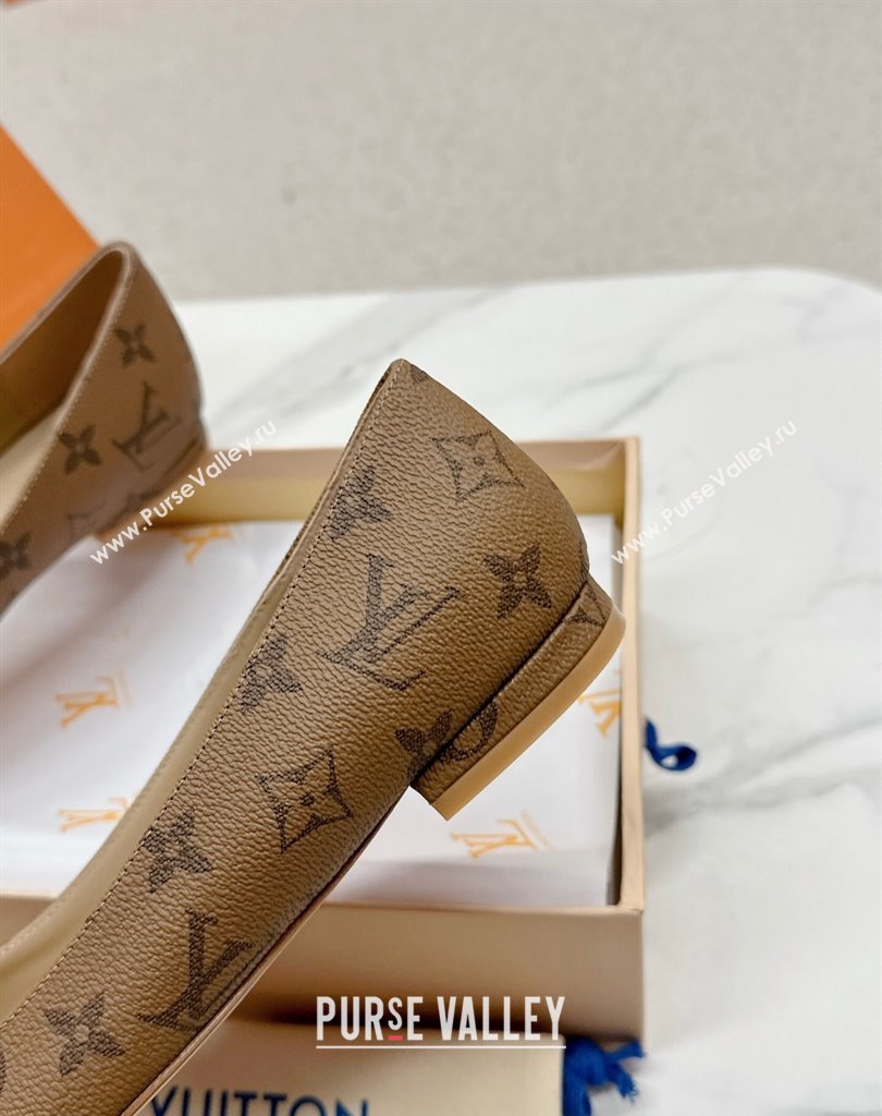 Louis Vuitton Monogram Canvas Madeleine Flat Ballerinas Brown with Dauphine LV Initials (SS-23121456)
