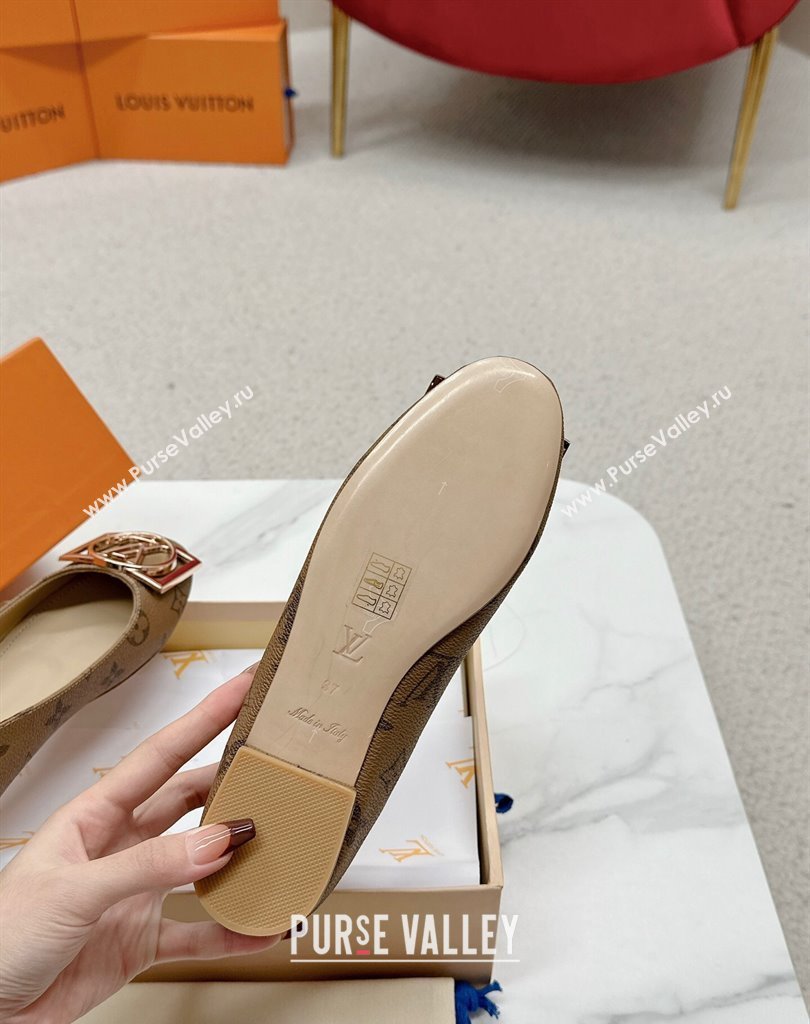Louis Vuitton Monogram Canvas Madeleine Flat Ballerinas Brown with Dauphine LV Initials (SS-23121456)