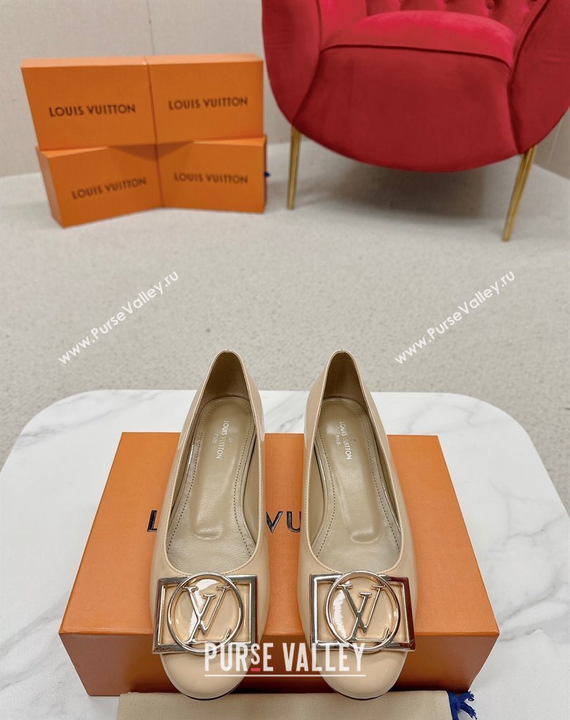 Louis Vuitton Patent Leather Madeleine Flat Ballerinas Nude with Dauphine LV Initials (SS-23121461)
