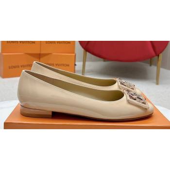 Louis Vuitton Patent Leather Madeleine Flat Ballerinas Nude with Dauphine LV Initials (SS-23121461)