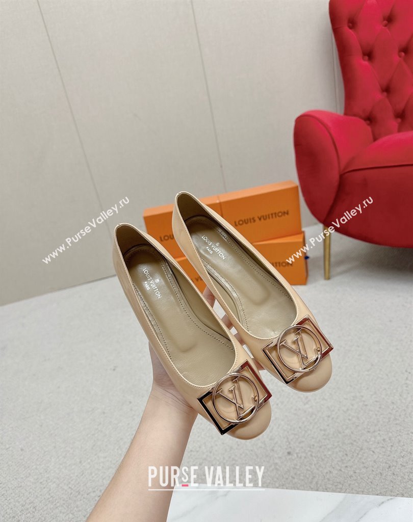 Louis Vuitton Patent Leather Madeleine Flat Ballerinas Nude with Dauphine LV Initials (SS-23121461)