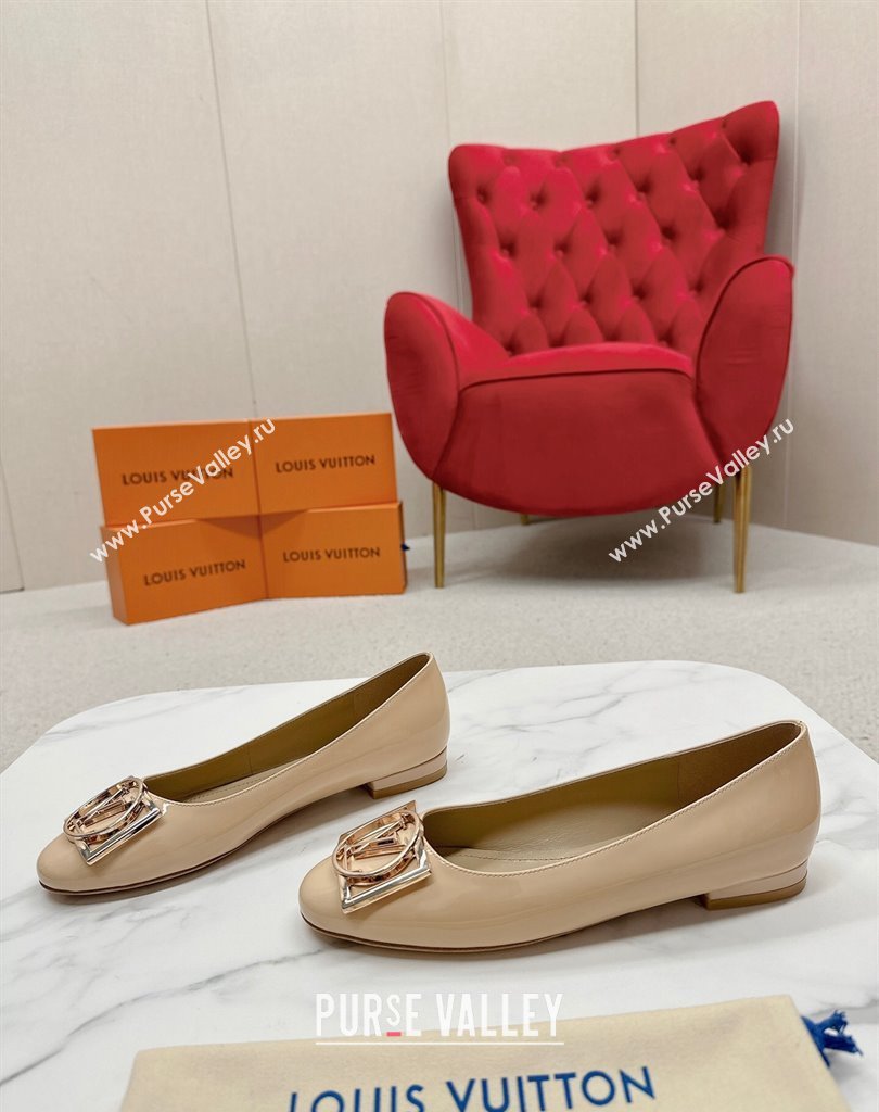 Louis Vuitton Patent Leather Madeleine Flat Ballerinas Nude with Dauphine LV Initials (SS-23121461)
