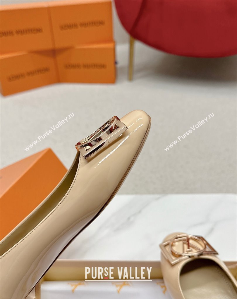 Louis Vuitton Patent Leather Madeleine Flat Ballerinas Nude with Dauphine LV Initials (SS-23121461)