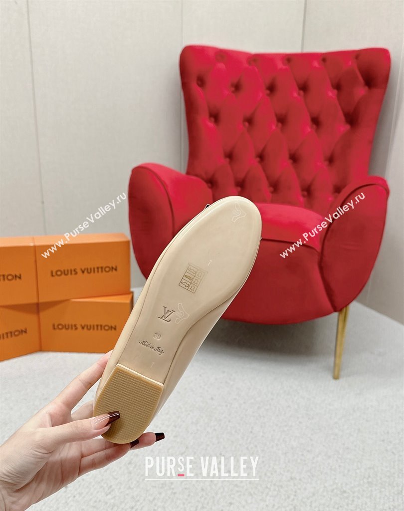 Louis Vuitton Patent Leather Madeleine Flat Ballerinas Nude with Dauphine LV Initials (SS-23121461)