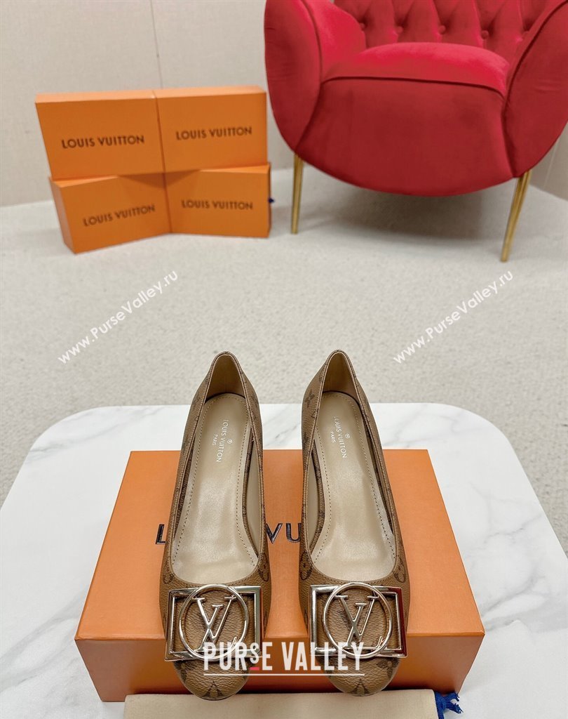 Louis Vuitton Monogram Canvas Madeleine Pumps Brown with Dauphine LV Initials (SS-23121446)