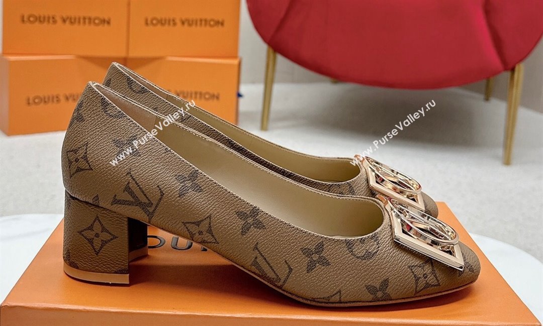 Louis Vuitton Monogram Canvas Madeleine Pumps Brown with Dauphine LV Initials (SS-23121446)
