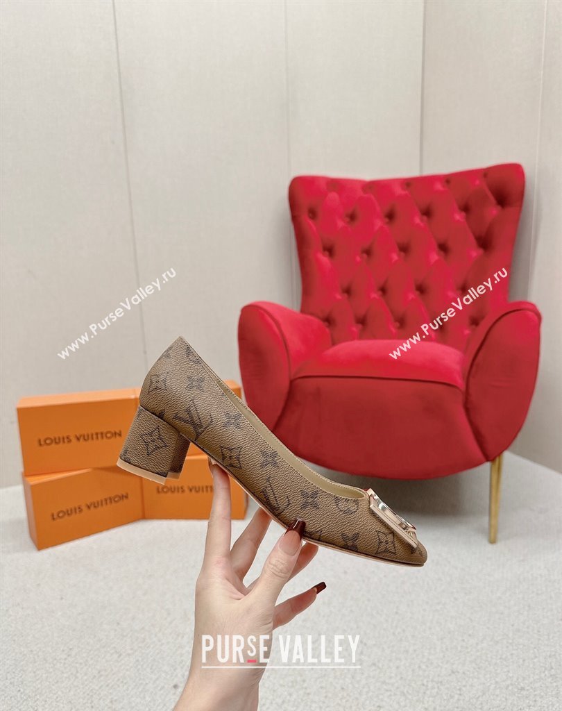 Louis Vuitton Monogram Canvas Madeleine Pumps Brown with Dauphine LV Initials (SS-23121446)