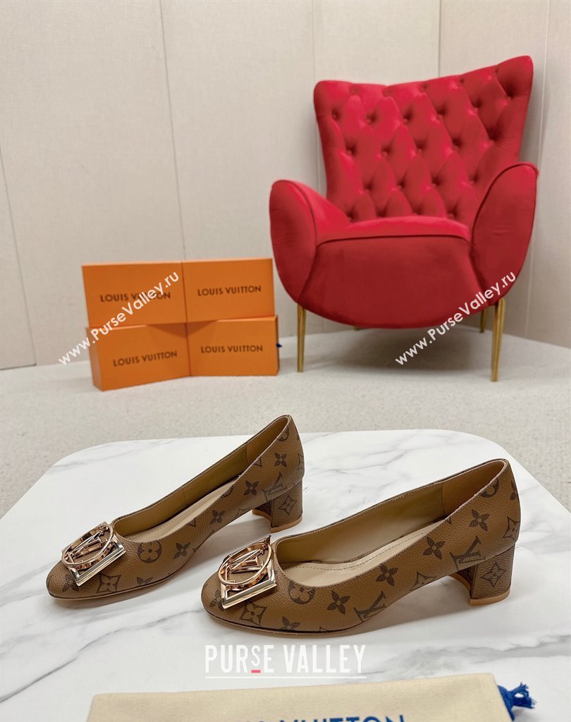 Louis Vuitton Monogram Canvas Madeleine Pumps Brown with Dauphine LV Initials (SS-23121446)