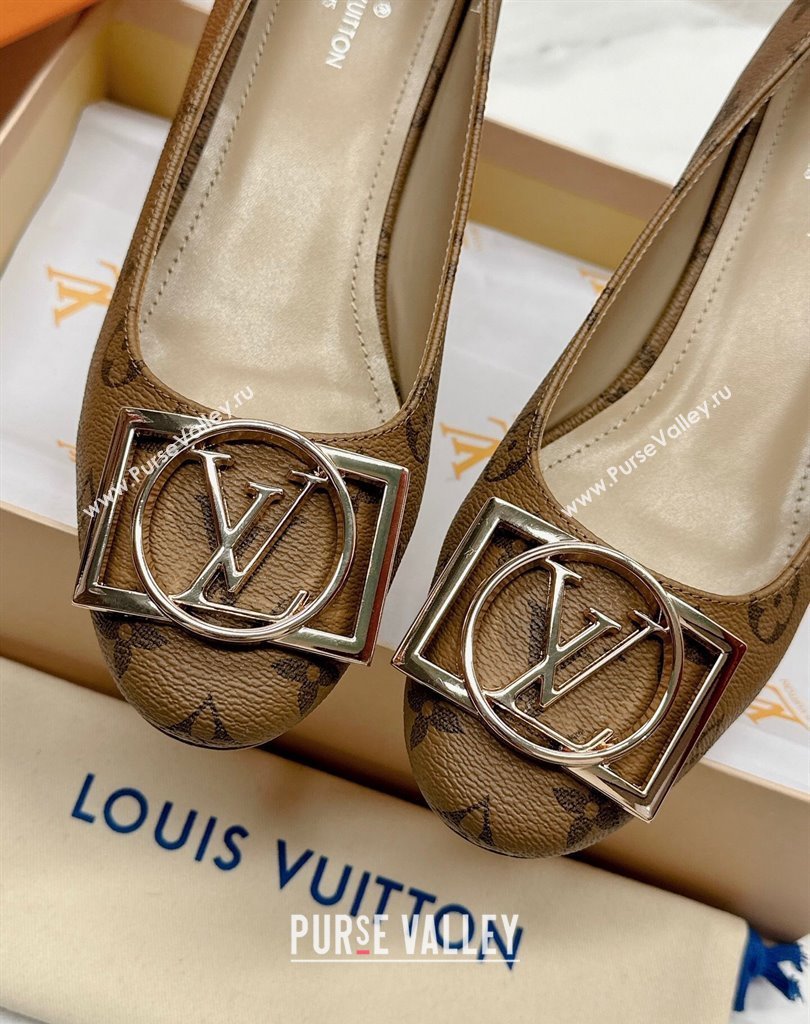 Louis Vuitton Monogram Canvas Madeleine Pumps Brown with Dauphine LV Initials (SS-23121446)