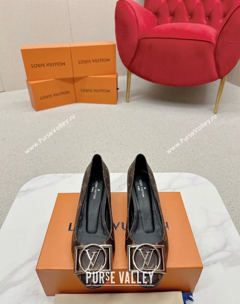 Louis Vuitton Monogram Canvas Madeleine Pumps Coffee with Dauphine LV Initials (SS-23121445)