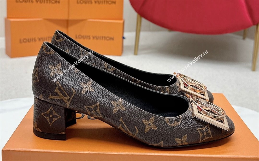 Louis Vuitton Monogram Canvas Madeleine Pumps Coffee with Dauphine LV Initials (SS-23121445)