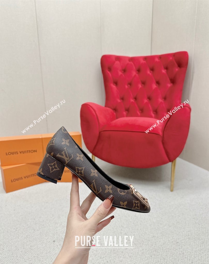 Louis Vuitton Monogram Canvas Madeleine Pumps Coffee with Dauphine LV Initials (SS-23121445)