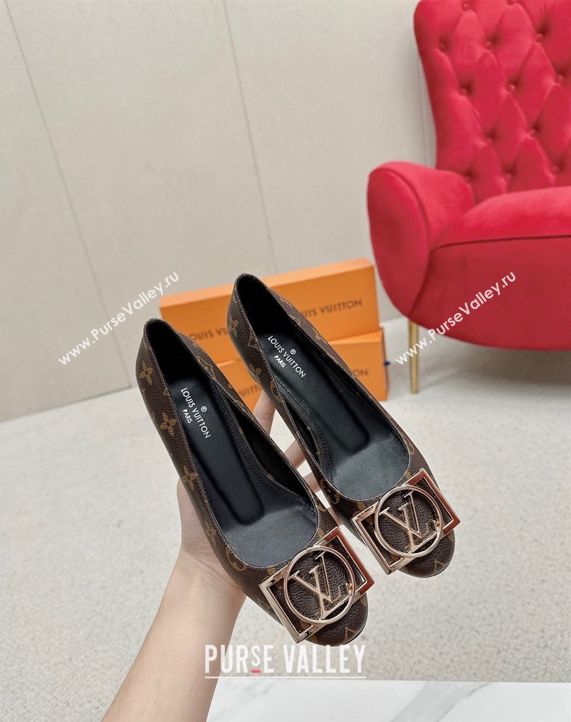 Louis Vuitton Monogram Canvas Madeleine Pumps Coffee with Dauphine LV Initials (SS-23121445)