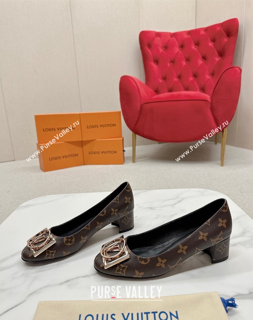 Louis Vuitton Monogram Canvas Madeleine Pumps Coffee with Dauphine LV Initials (SS-23121445)