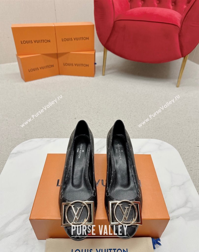 Louis Vuitton Monogram Canvas Madeleine Pumps Black with Dauphine LV Initials (SS-23121443)