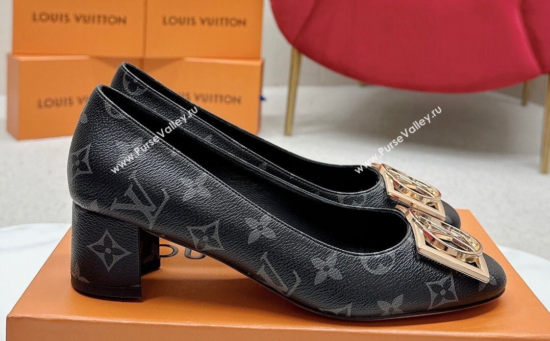 Louis Vuitton Monogram Canvas Madeleine Pumps Black with Dauphine LV Initials (SS-23121443)