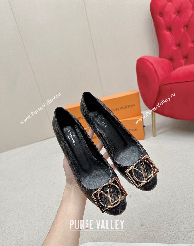 Louis Vuitton Monogram Canvas Madeleine Pumps Black with Dauphine LV Initials (SS-23121443)