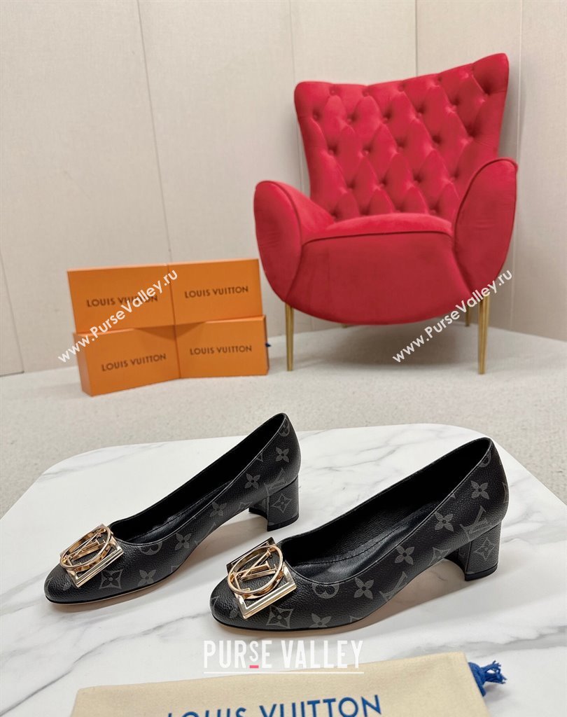 Louis Vuitton Monogram Canvas Madeleine Pumps Black with Dauphine LV Initials (SS-23121443)