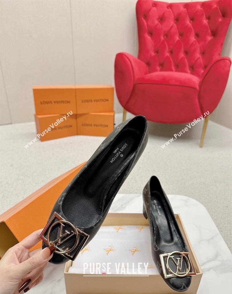 Louis Vuitton Monogram Canvas Madeleine Pumps Black with Dauphine LV Initials (SS-23121443)