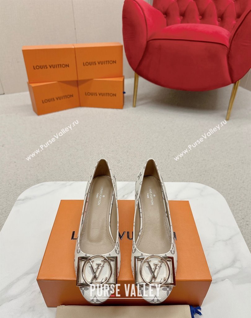 Louis Vuitton Monogram Canvas Madeleine Pumps White with Dauphine LV Initials (SS-23121444)