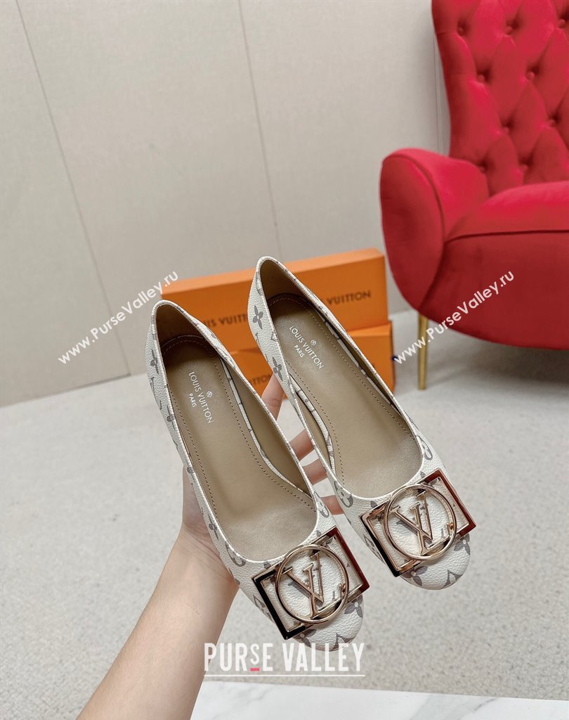 Louis Vuitton Monogram Canvas Madeleine Pumps White with Dauphine LV Initials (SS-23121444)