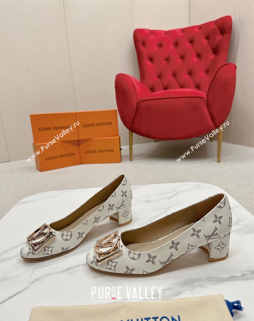 Louis Vuitton Monogram Canvas Madeleine Pumps White with Dauphine LV Initials (SS-23121444)