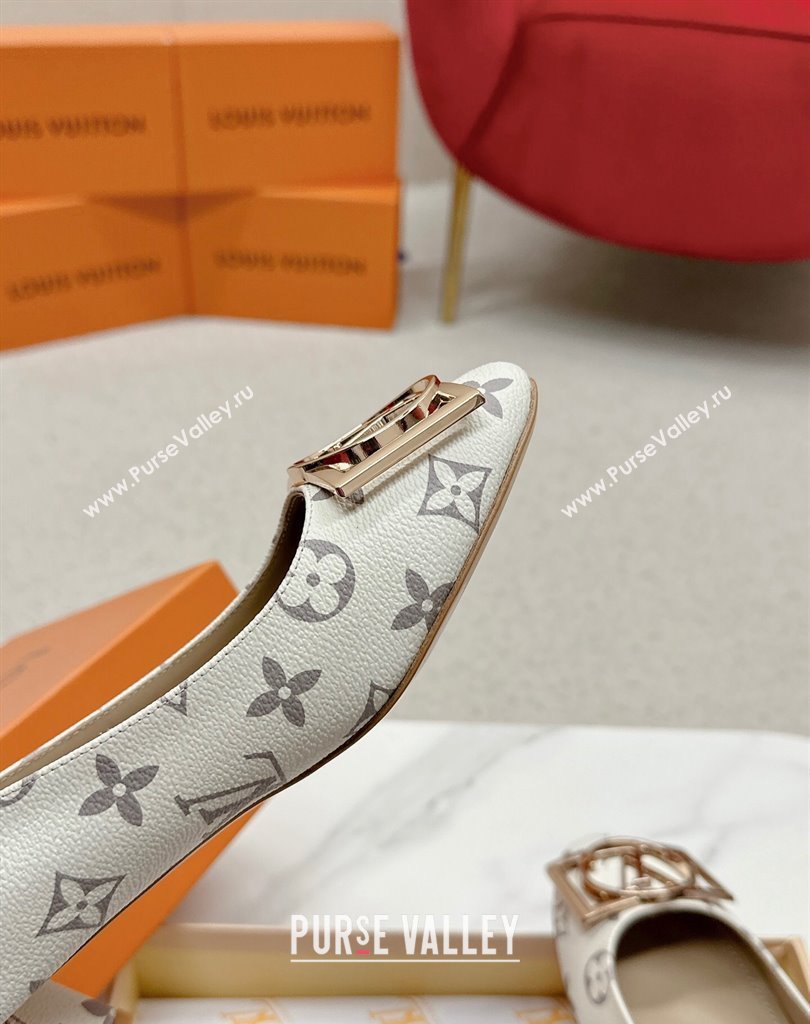 Louis Vuitton Monogram Canvas Madeleine Pumps White with Dauphine LV Initials (SS-23121444)