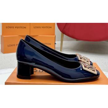 Louis Vuitton Patent Leather Madeleine Pumps Blue with Dauphine LV Initials (SS-23121448)