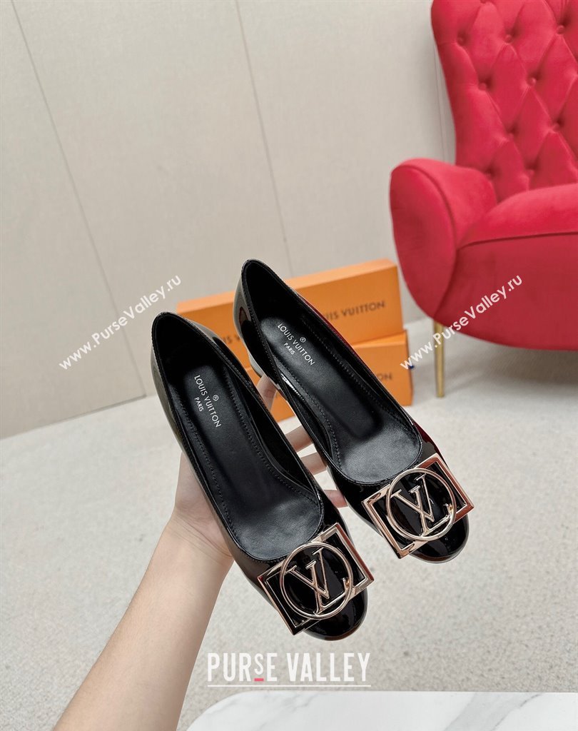 Louis Vuitton Patent Leather Madeleine Pumps Black with Dauphine LV Initials (SS-23121447)