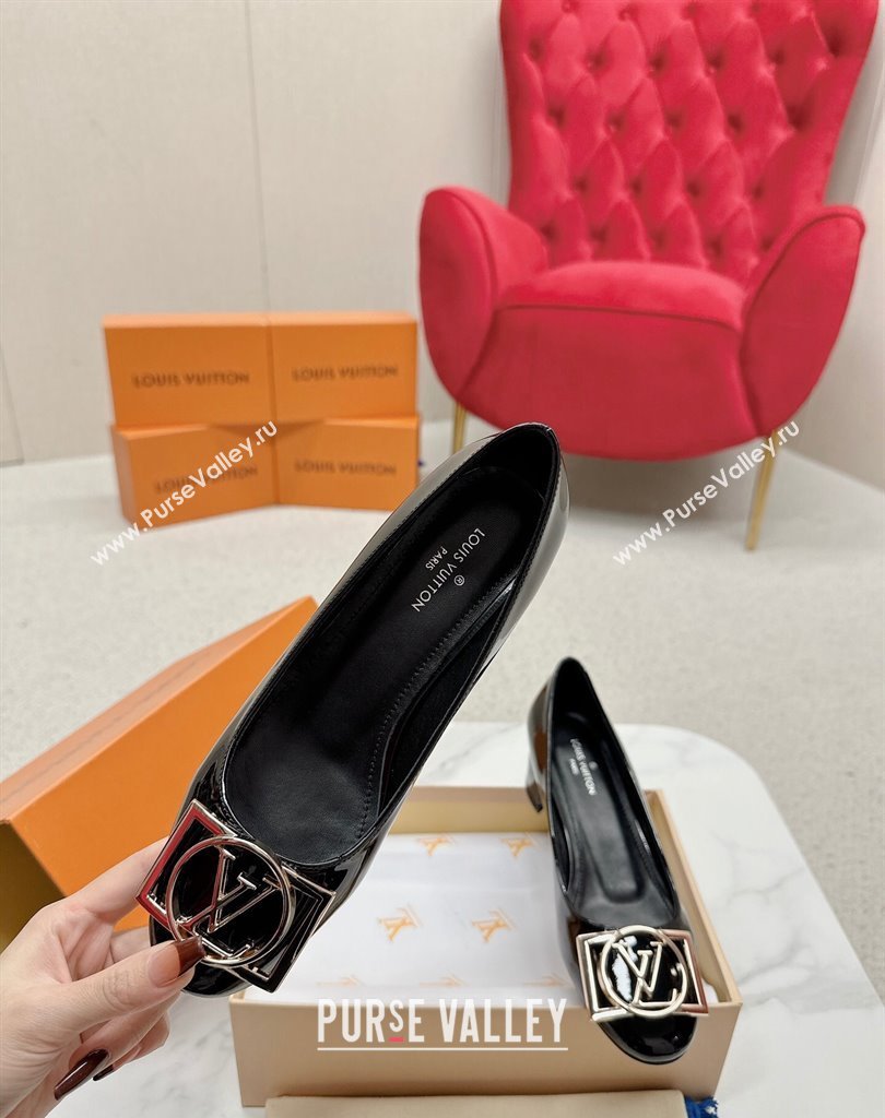 Louis Vuitton Patent Leather Madeleine Pumps Black with Dauphine LV Initials (SS-23121447)